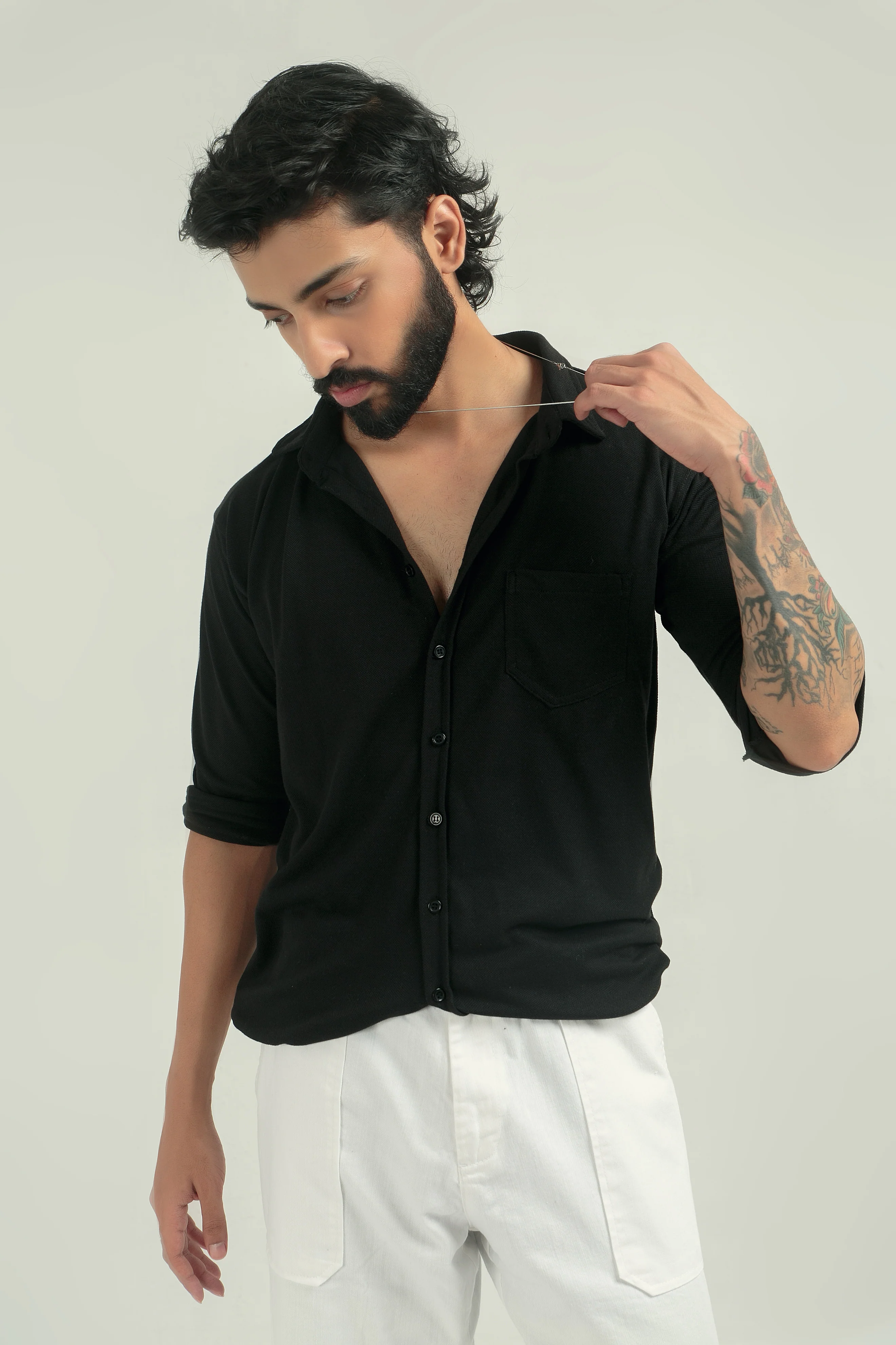 BUTTON-DOWN SHIRT | BLACK - Image 4