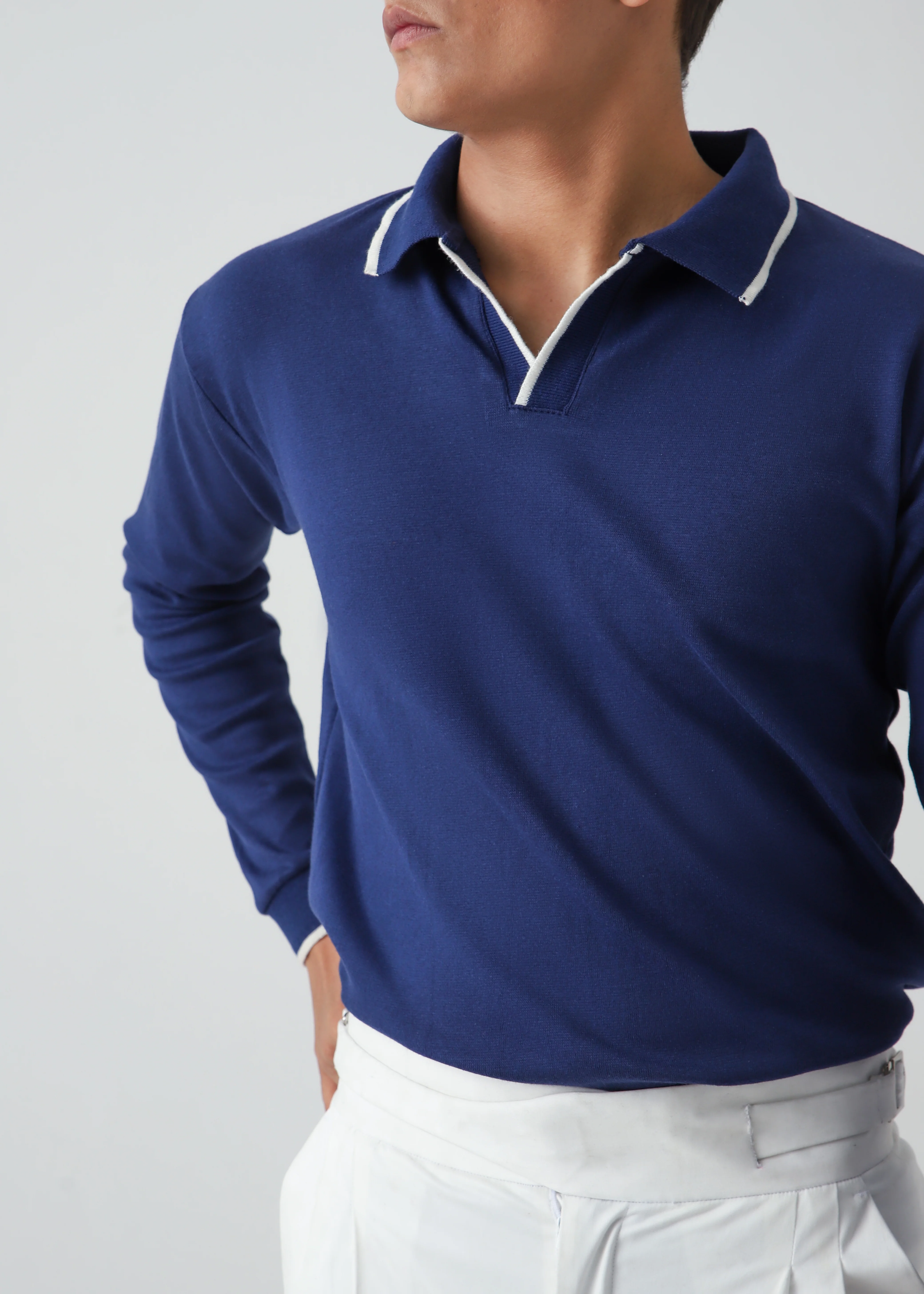CLASSIC FULL SLEEVES POLO - BLUE - Image 3