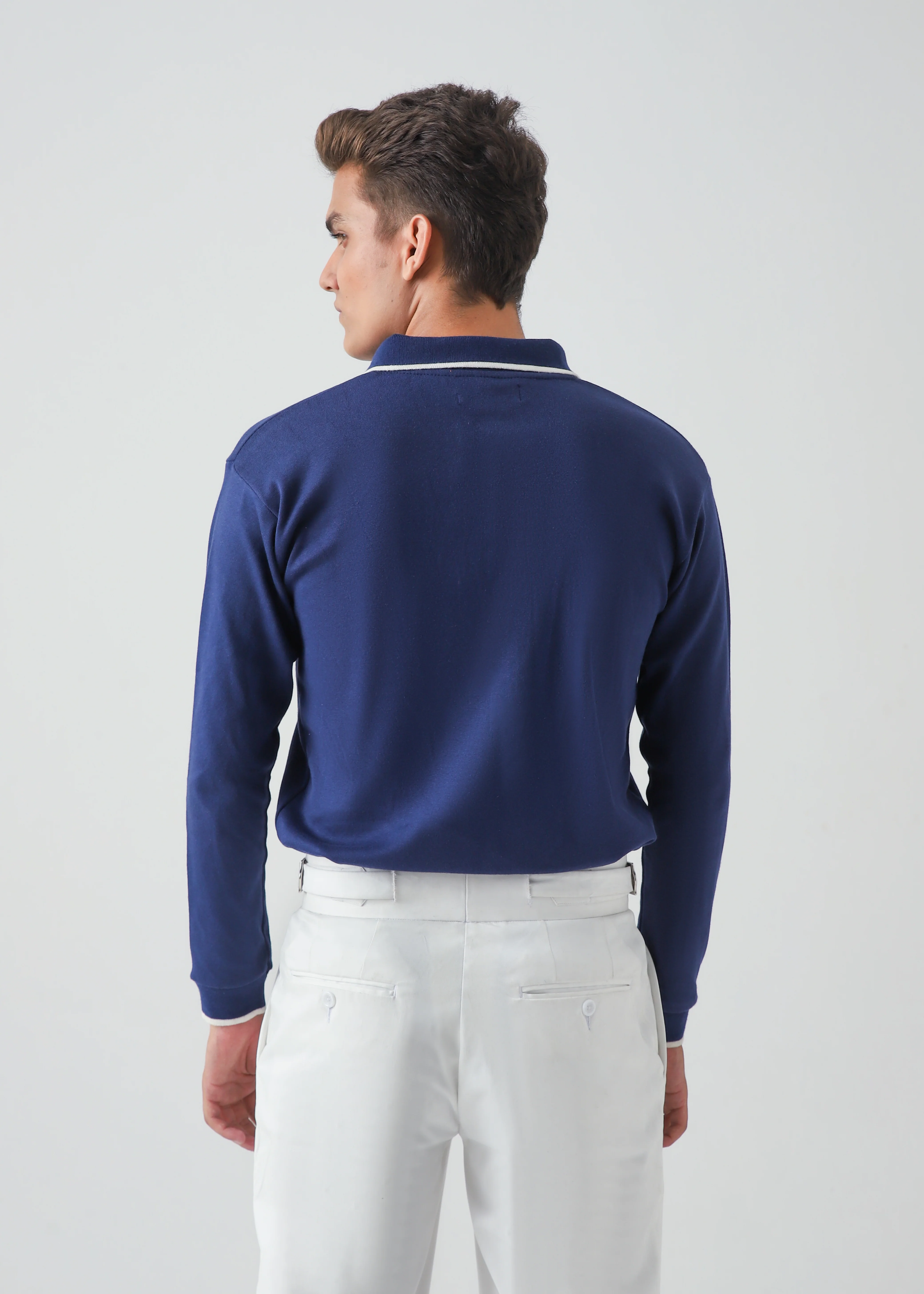 CLASSIC FULL SLEEVES POLO - BLUE - Image 5
