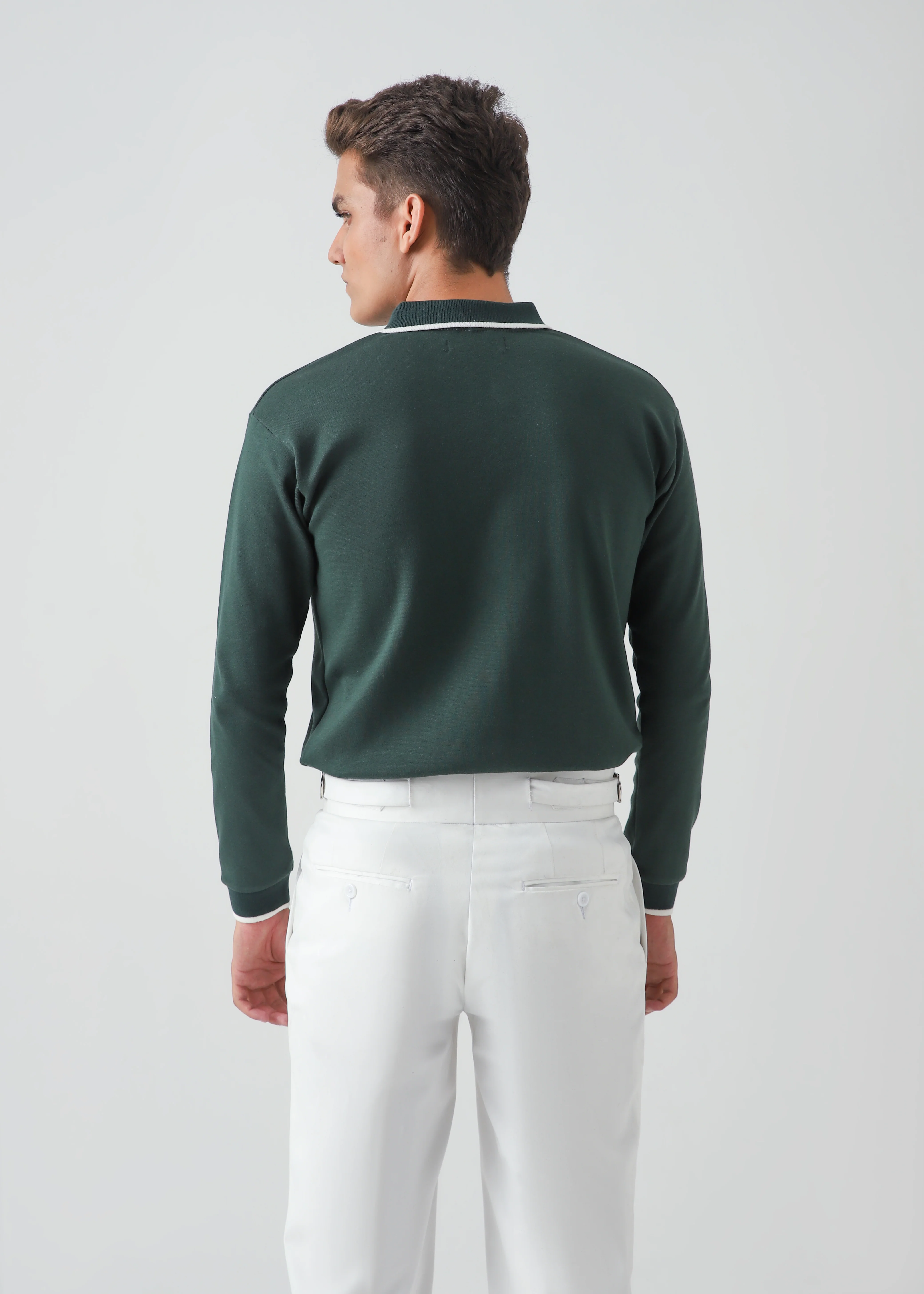 CLASSIC FULL SLEEVES POLO - GREEN - Image 4