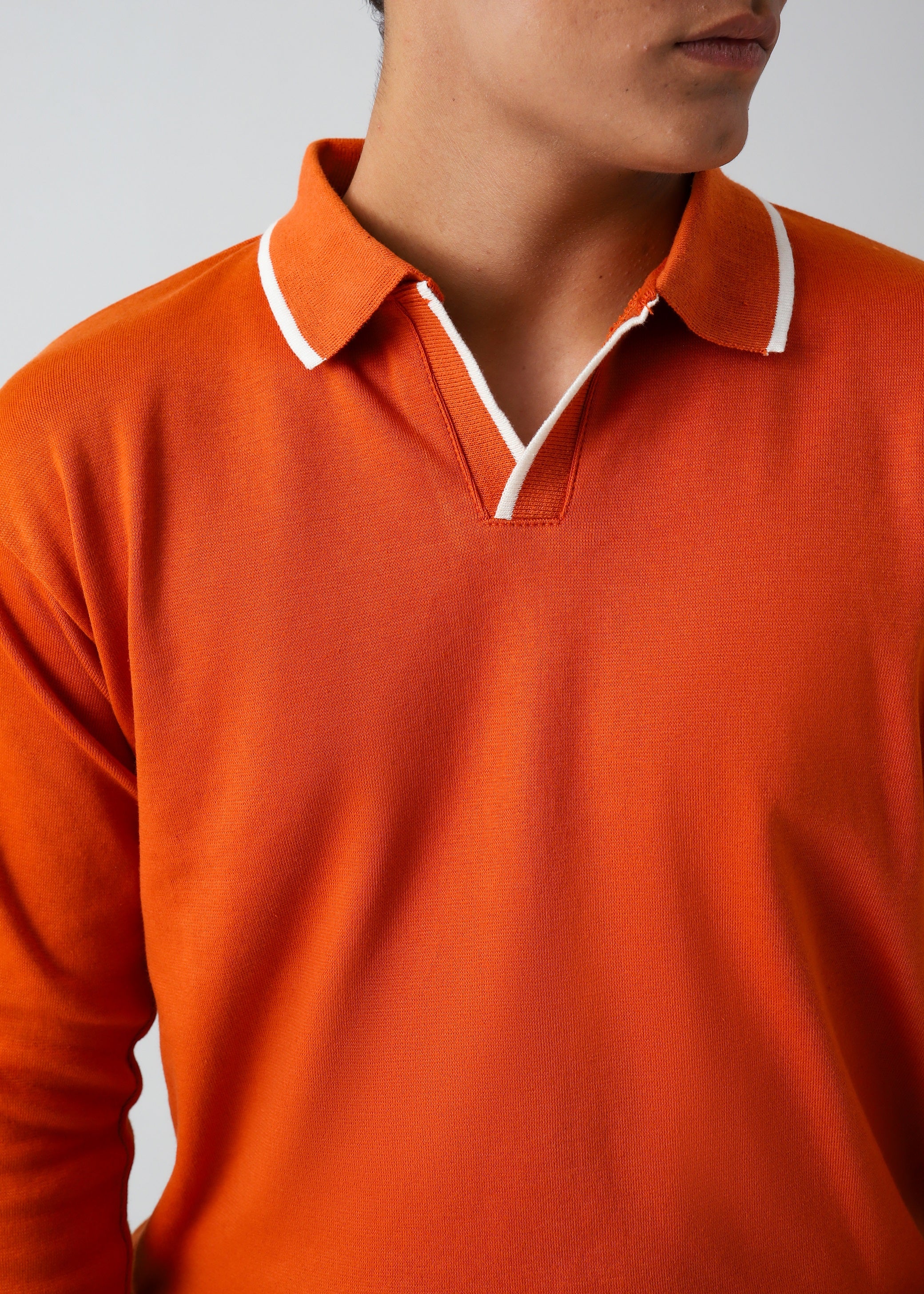 CLASSIC FULL SLEEVES POLO - ORANGE - Image 3