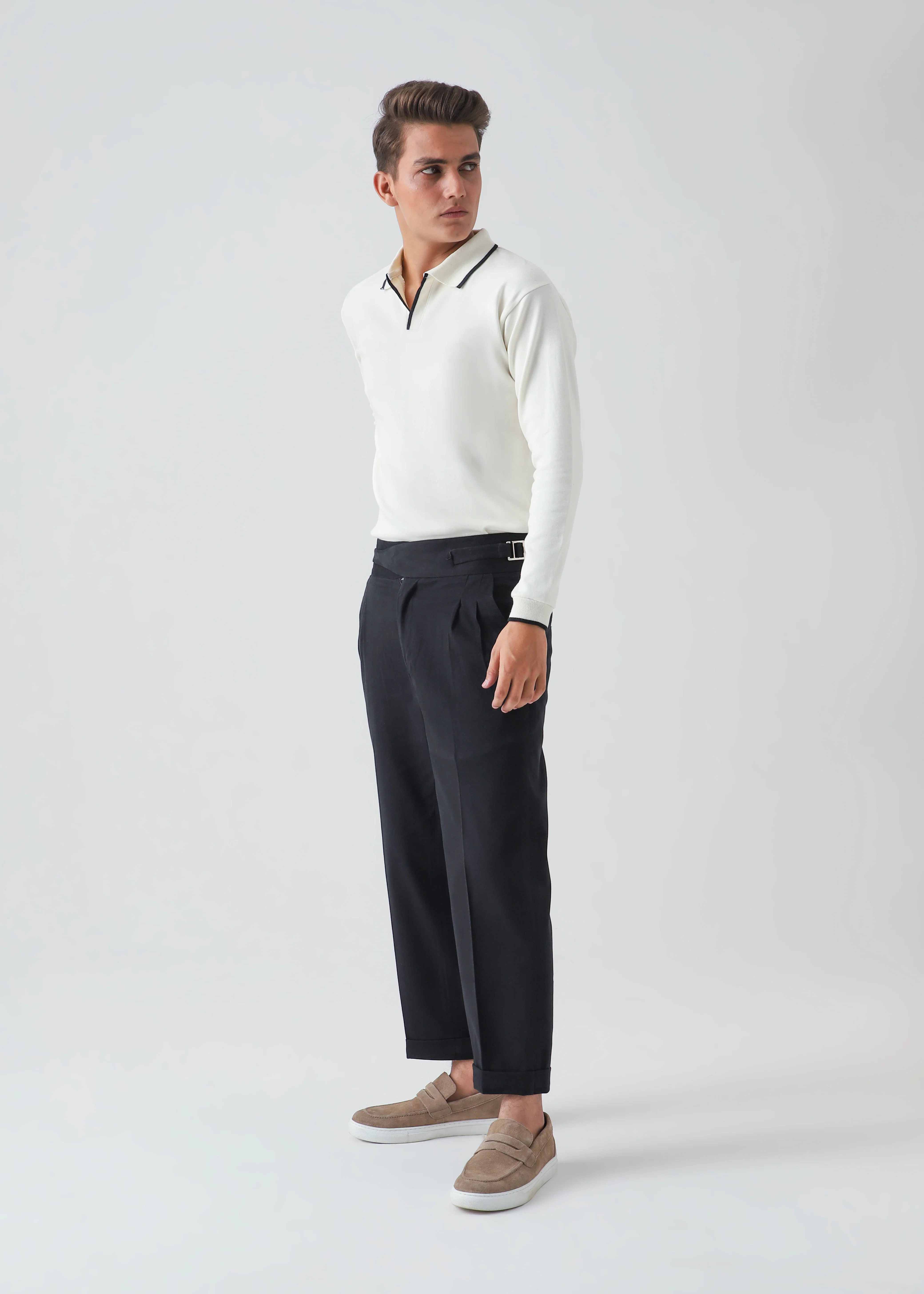 CLASSIC FULL SLEEVES POLO - WHITE - Image 3