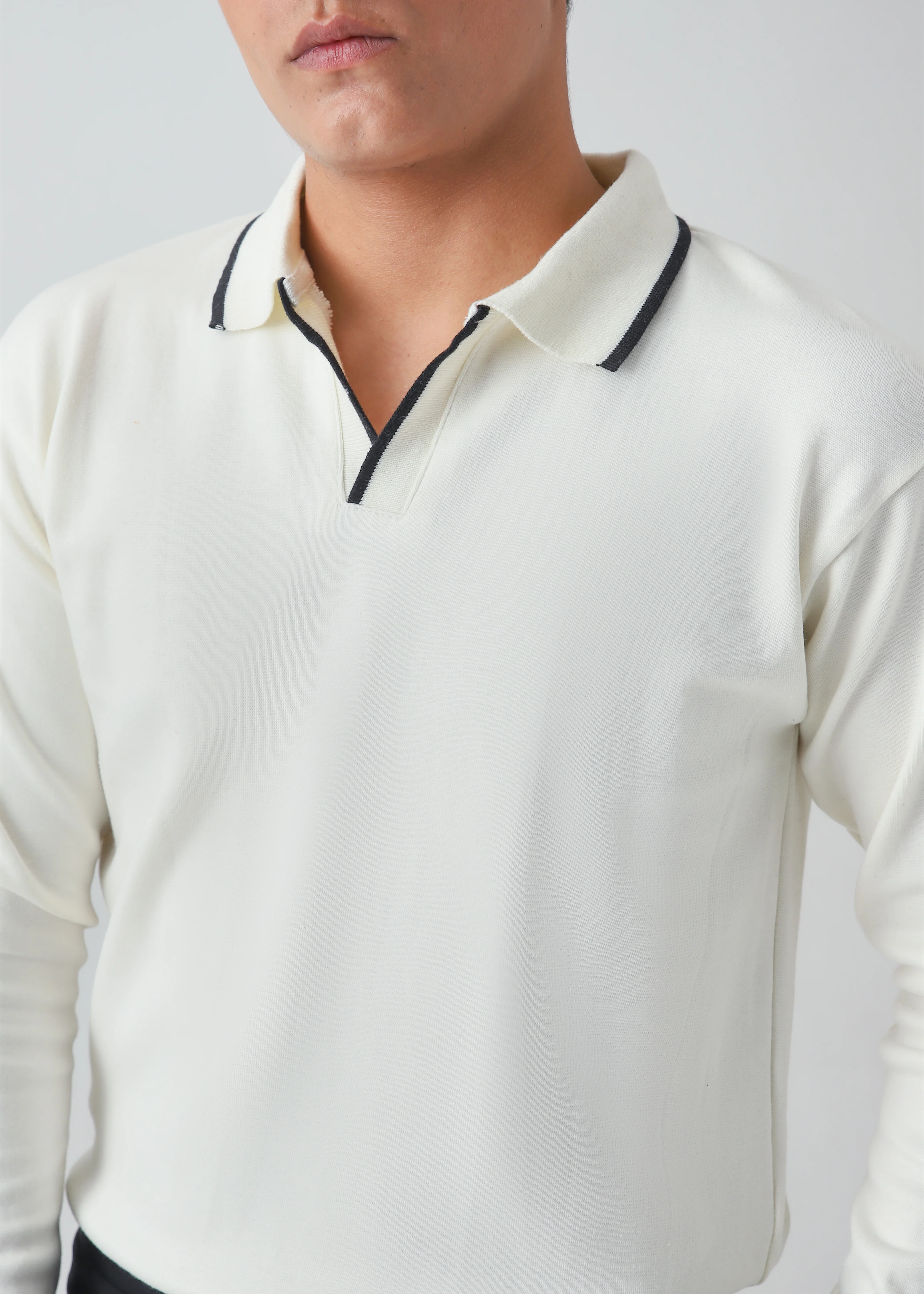 CLASSIC FULL SLEEVES POLO - WHITE - Image 4