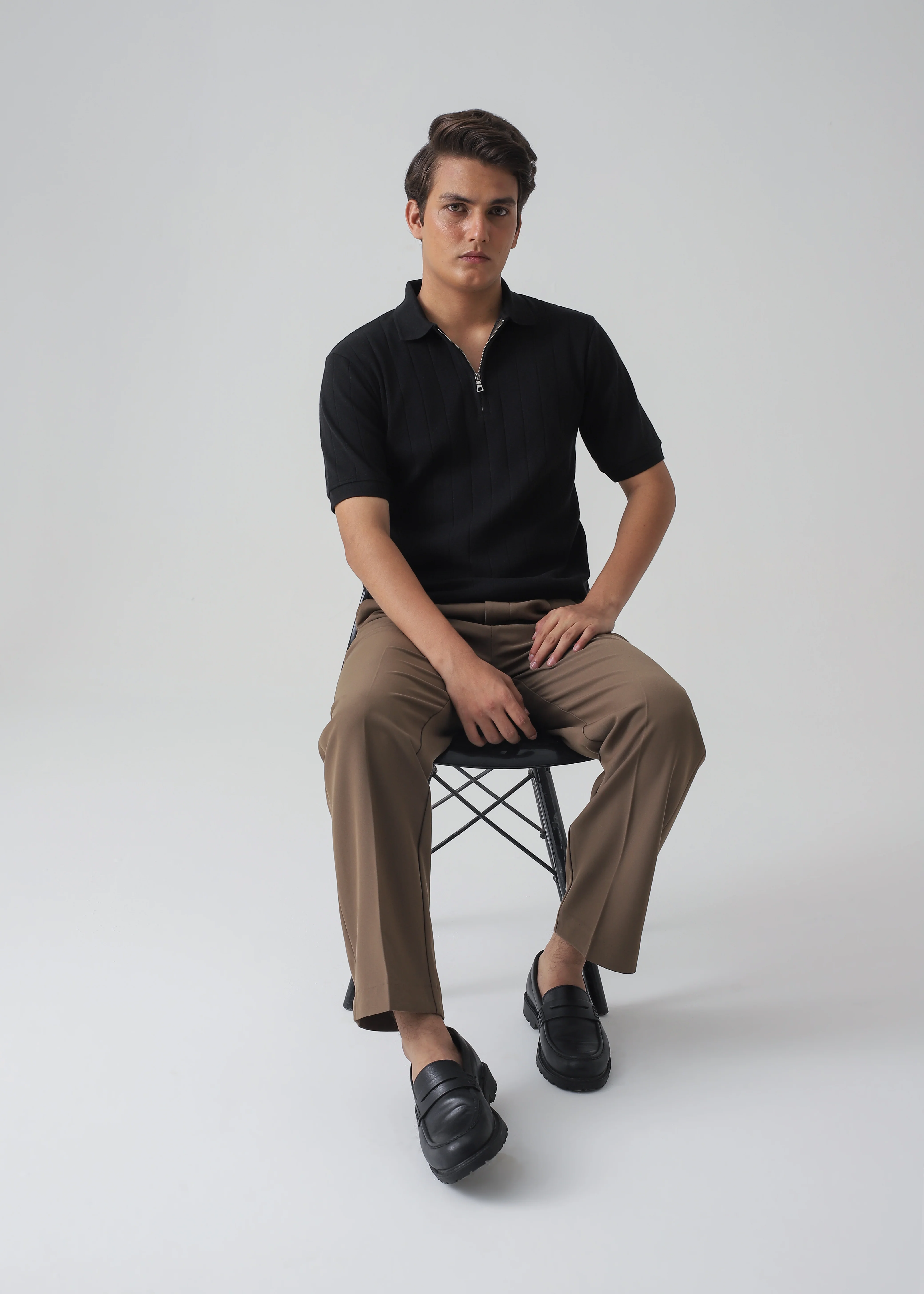 DROP NEEDLE ZIP POLO | BLACK - Image 4