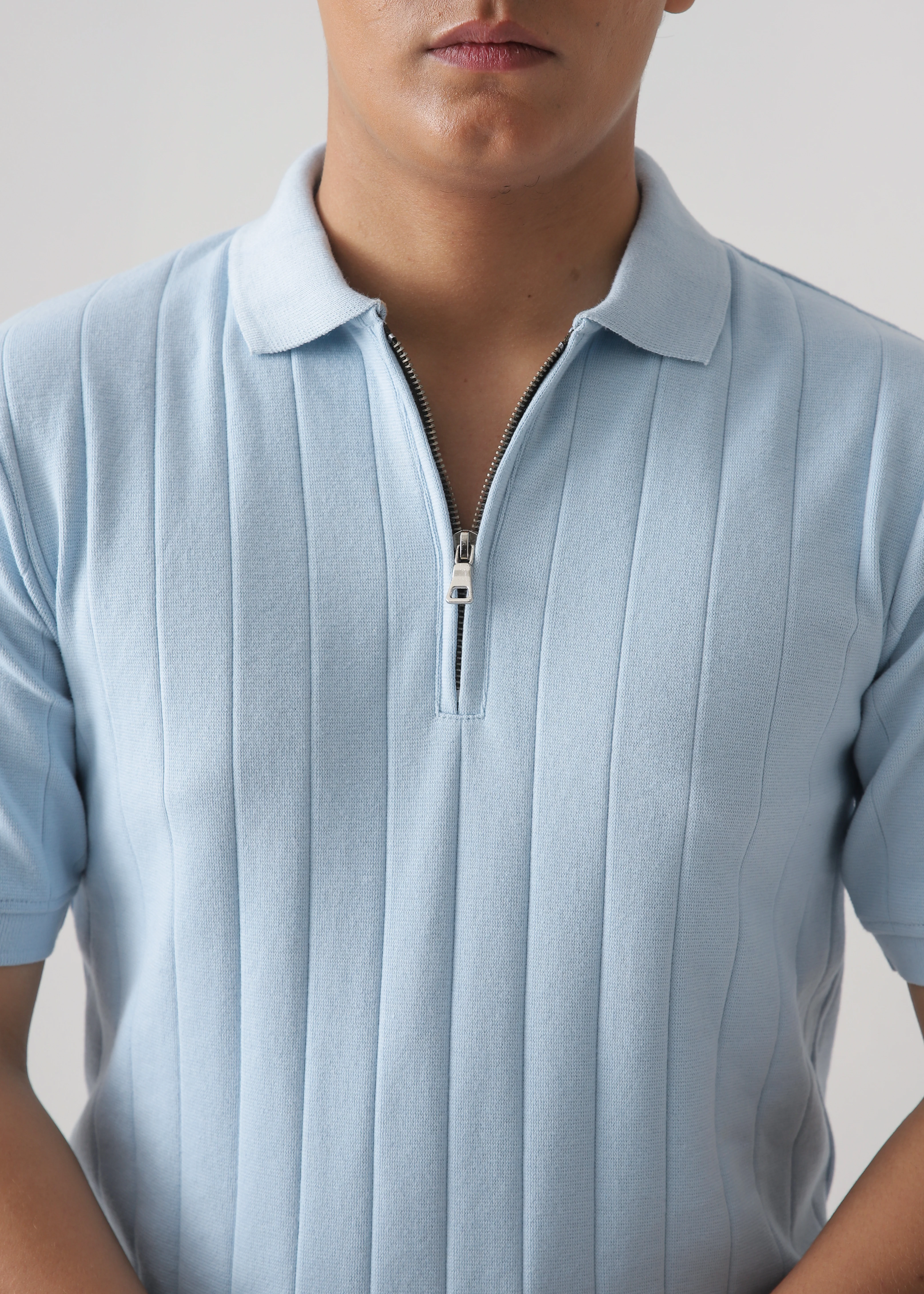 DROP NEEDLE ZIP POLO | POWDER BLUE - Image 4