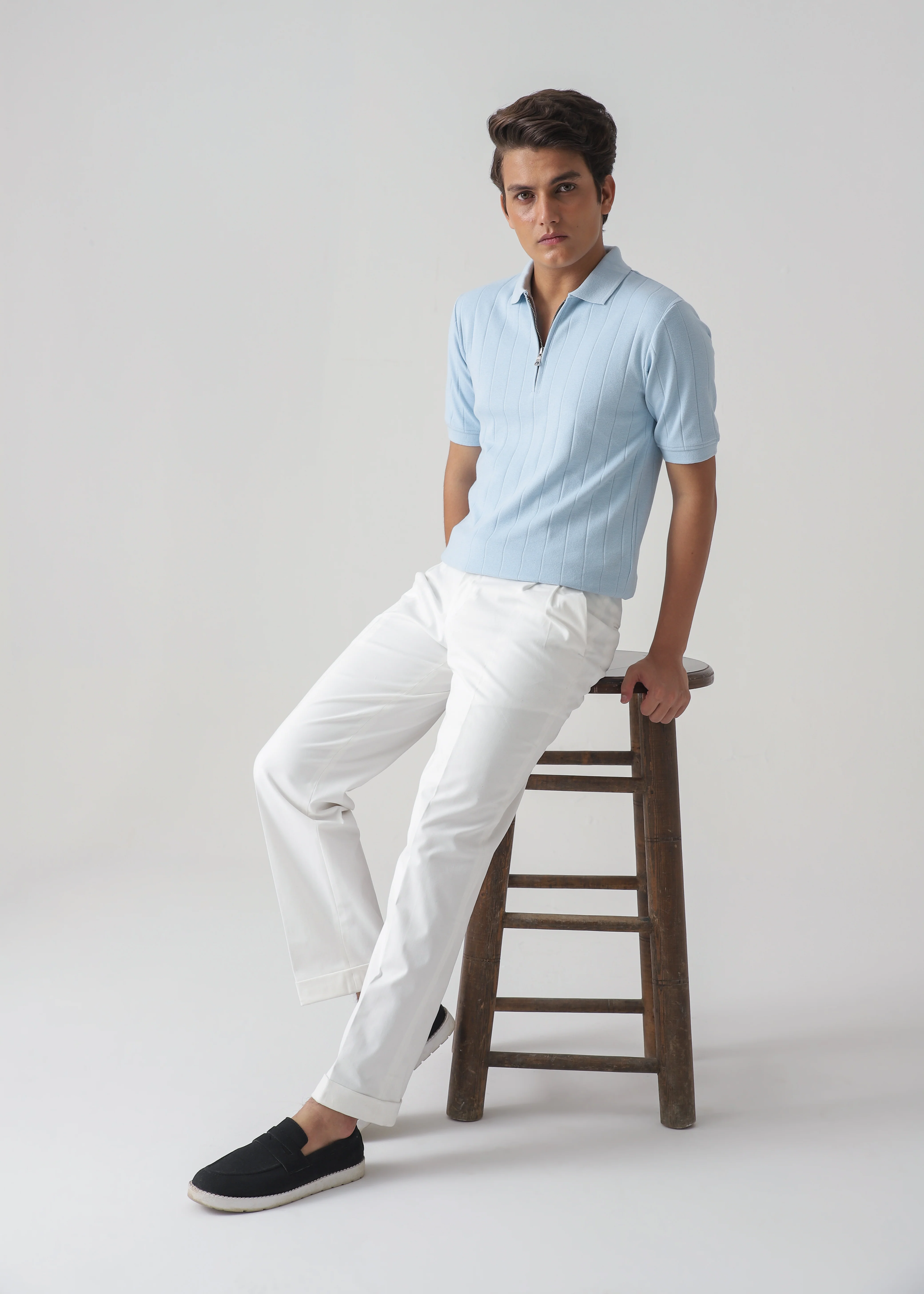 DROP NEEDLE ZIP POLO | POWDER BLUE - Image 5