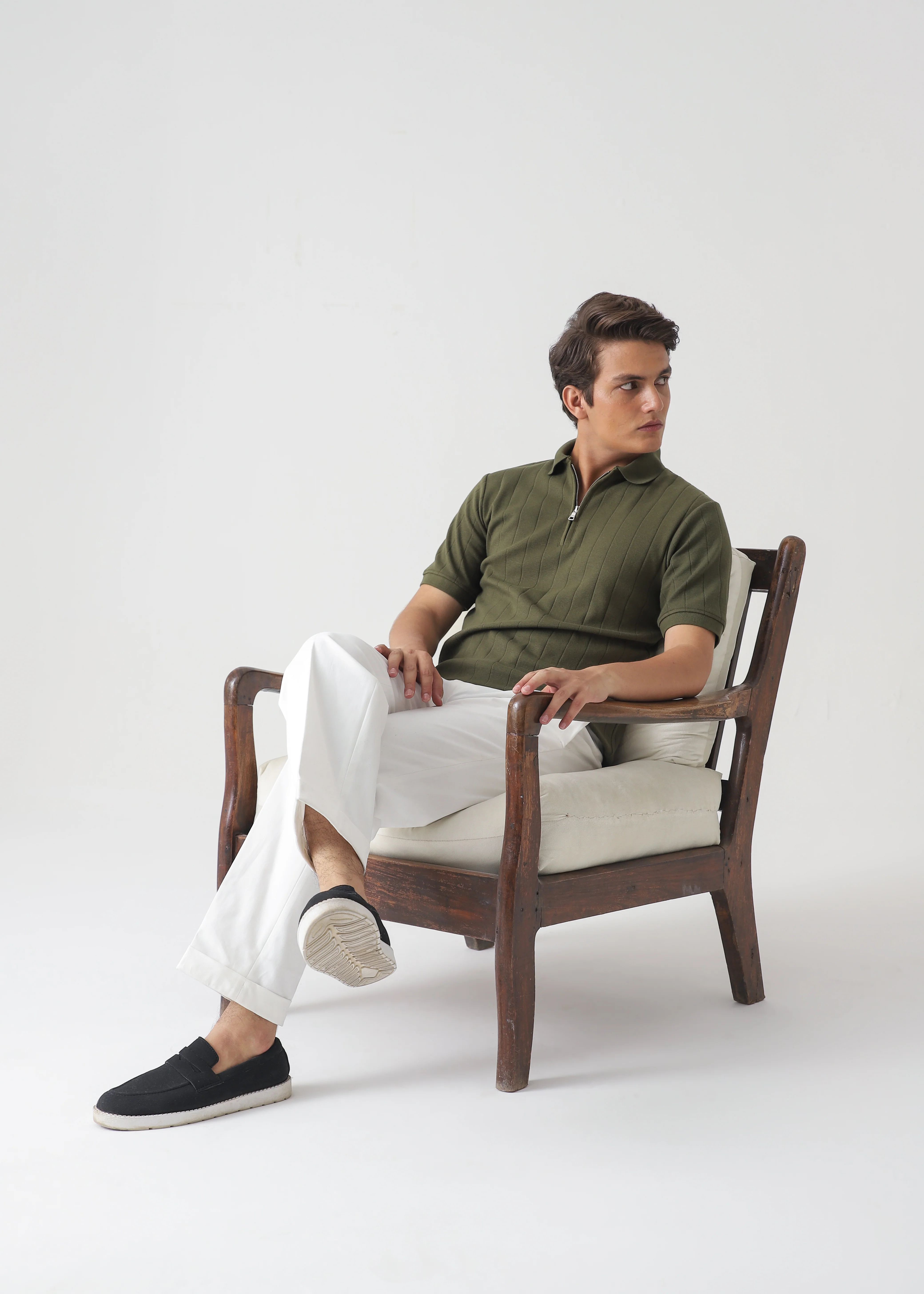 DROP NEEDLE ZIP POLO | OLIVE GREEN - Image 5