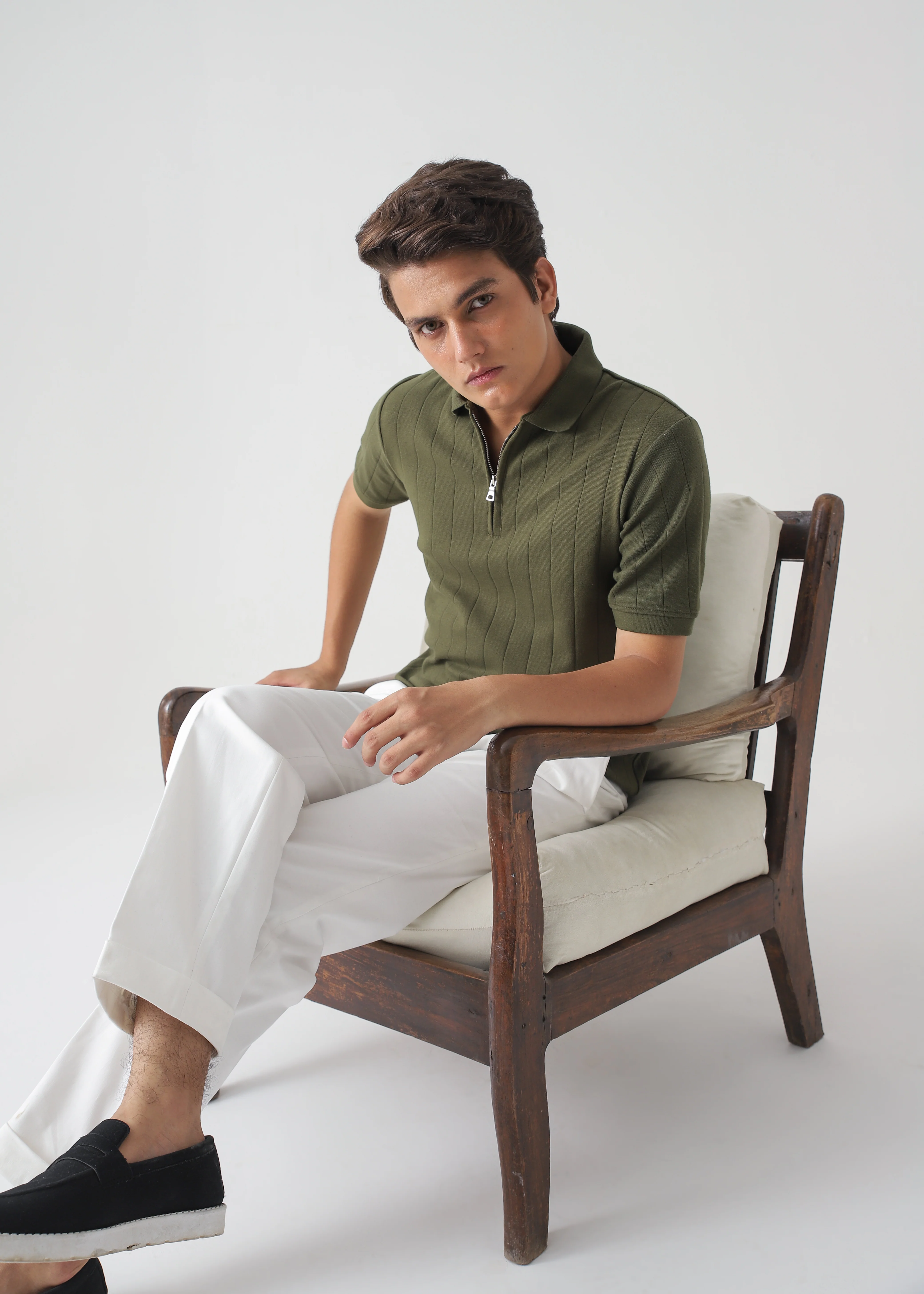 DROP NEEDLE ZIP POLO | OLIVE GREEN - Image 6