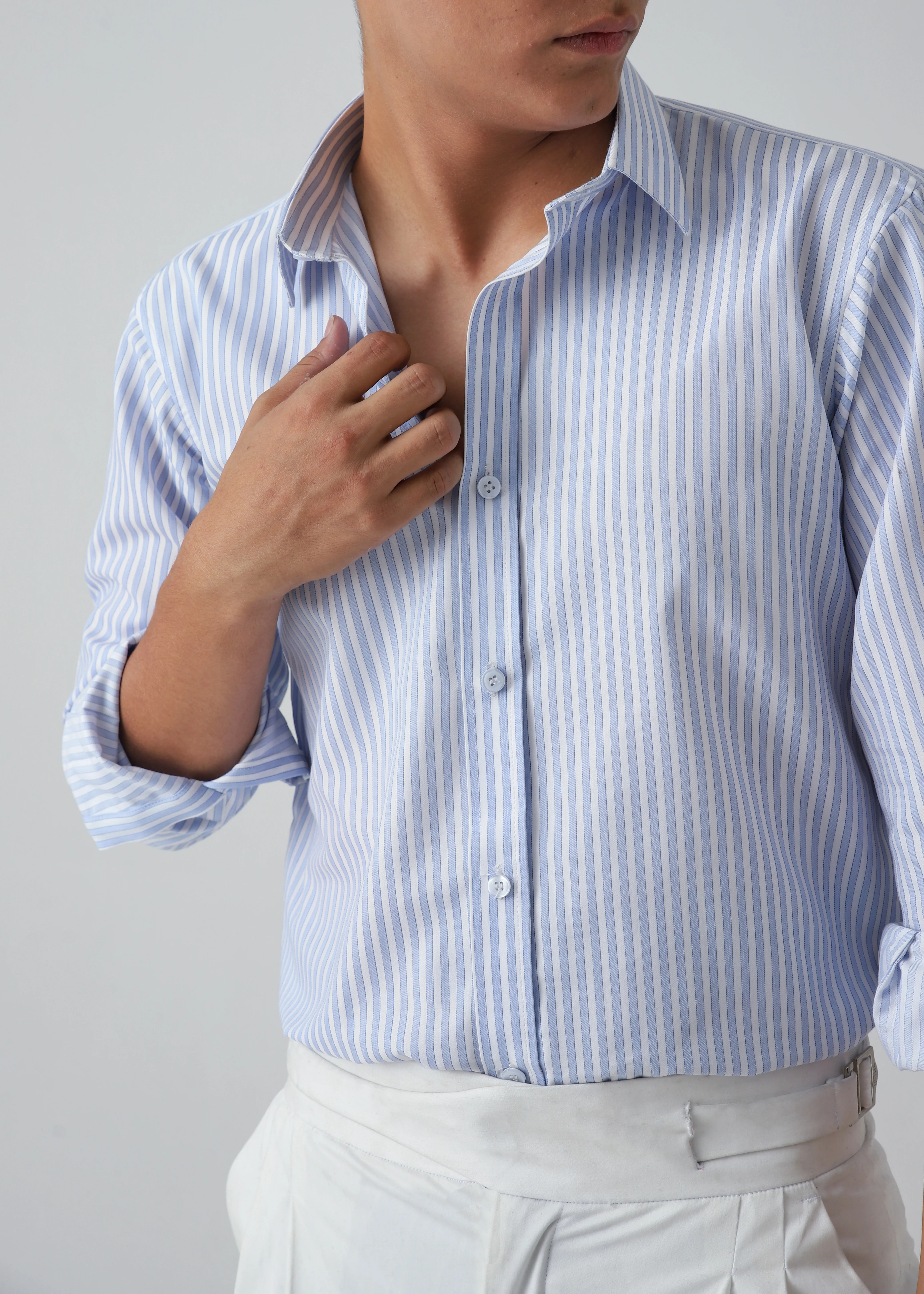 STRIPED BLUE SHIRT - OLD MONEY - Image 3