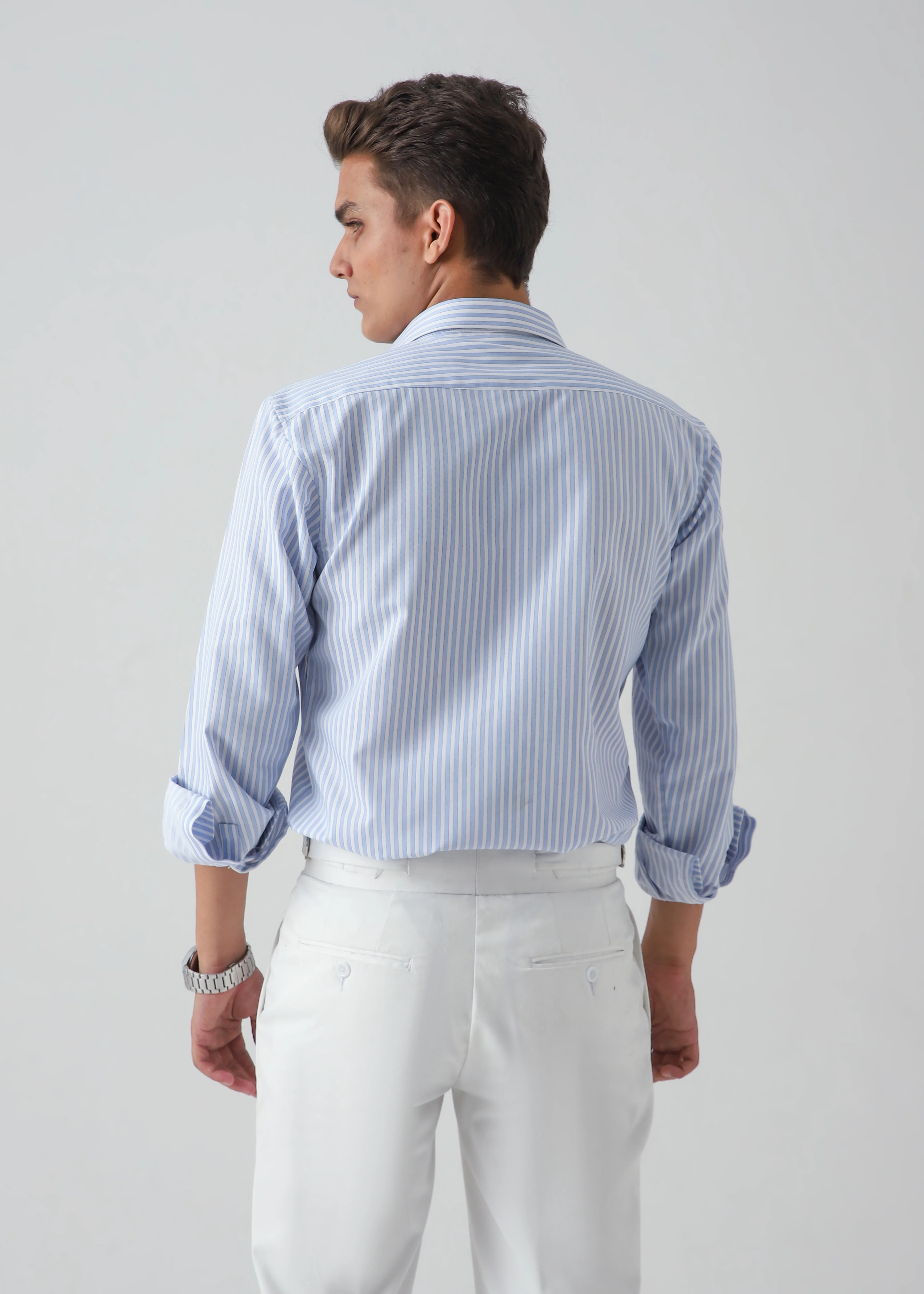 STRIPED BLUE SHIRT - OLD MONEY - Image 4