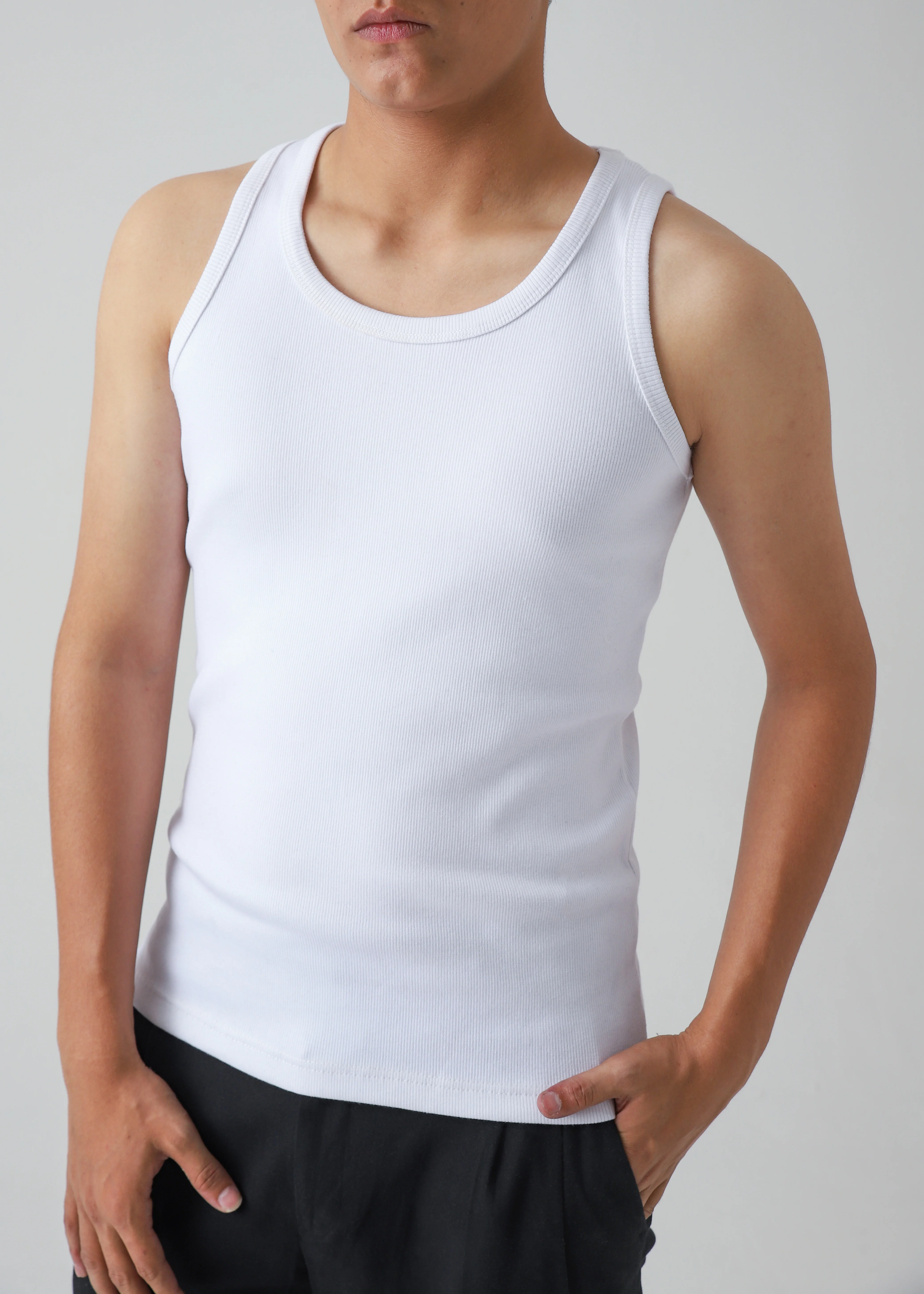 RIBBED TANK TOP - WHITE - Image 2
