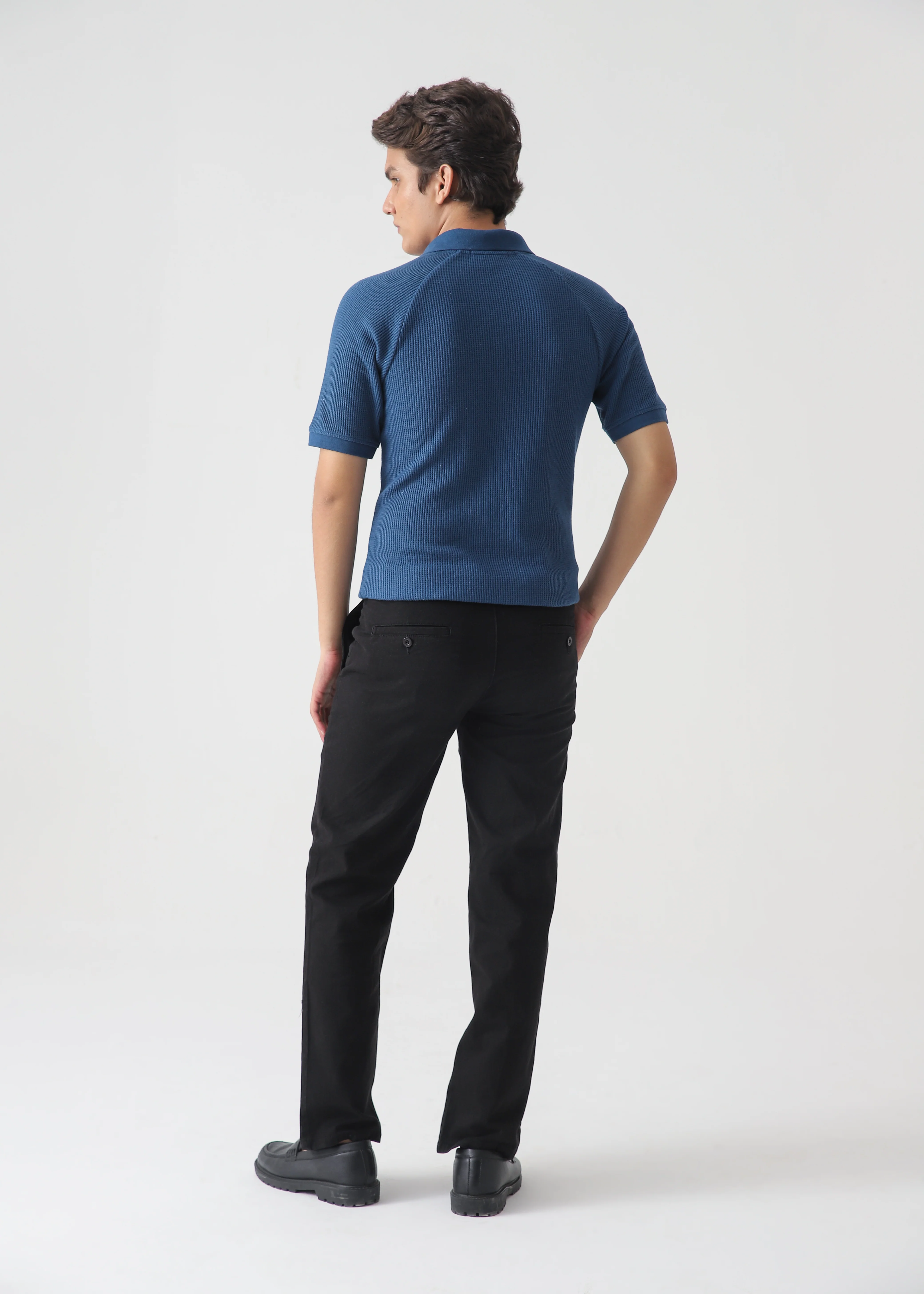 TEXTURED POLO | OXFORD BLUE - Image 6