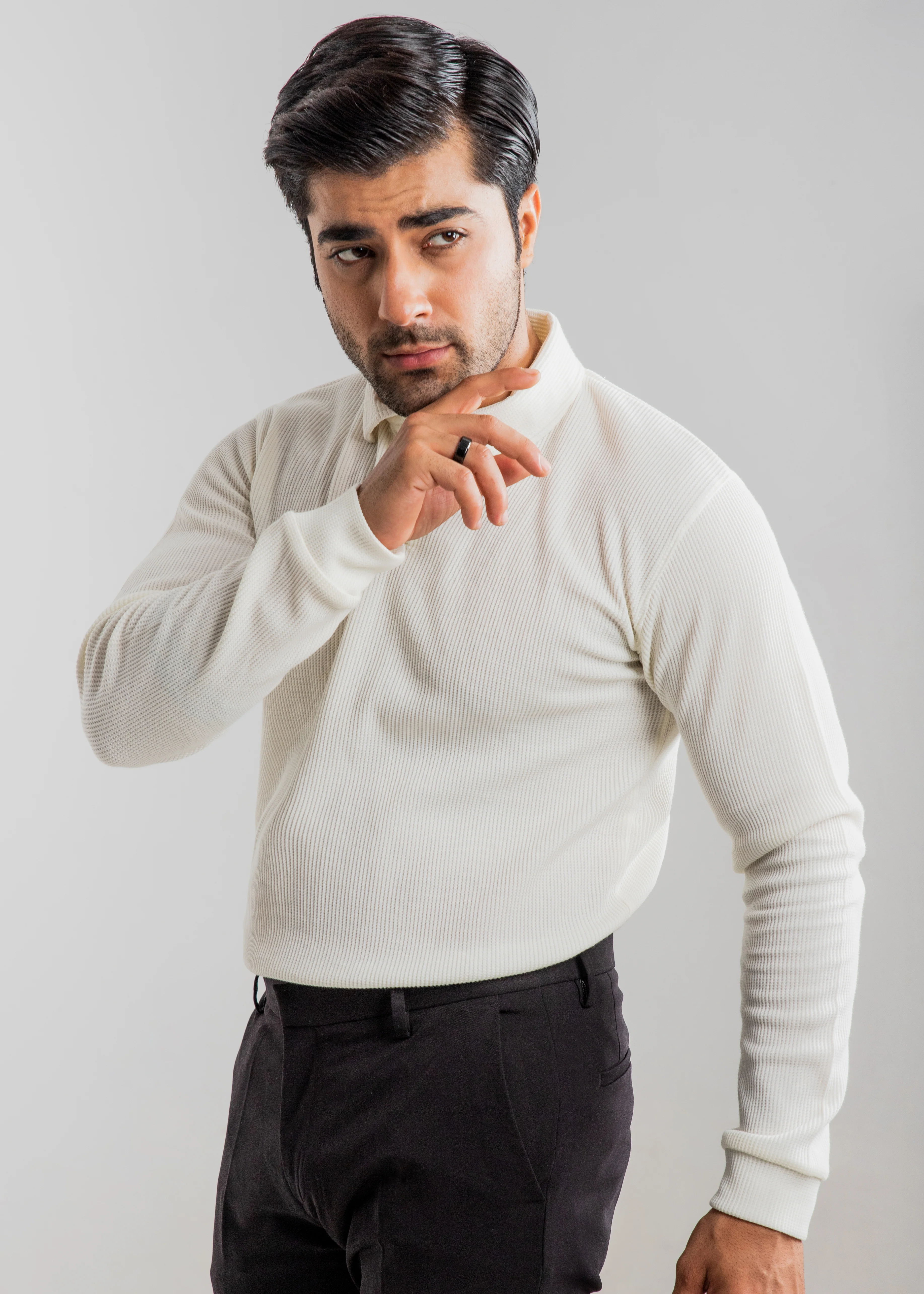 TEXTURED POLO SHIRT | WHITE - Image 4